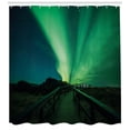 thumbnail image 3 of Ambesonne Landscape Shower Curtain, Wooden Bridge Solar, 69"Wx84"L, Fern Green Dark Blue, 3 of 3