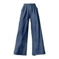 thumbnail image 4 of Tittly Sweatpants Women Lounge Pants Women Womens Cotton Casual Loose Pants Comfy Work Pants With Pockets Elastic High Waist Paper Bag Drawstring Pants Baggy Pants Wide Leg Pants Woman Blue L, 4 of 4