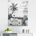 thumbnail image 1 of Summer Tapestry, Beach Sketch with Palm Chair Coconut Yacht Tropical Holiday Travel Panorama, Fabric Wall Hanging Decor for Bedroom Living Room Dorm, 5 Sizes, Black and White, by Ambesonne, 1 of 1
