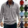 thumbnail image 1 of RKSTN Men's Corduroy Polos Shirts Oversized Lapel Quarter Button Long Sleeve Golf T Shirts Top Mens Casual Solid Plus Size Turndown Collar Loose Classic Athletic Tee Shirt with Pocket Spring Clothe, 1 of 10