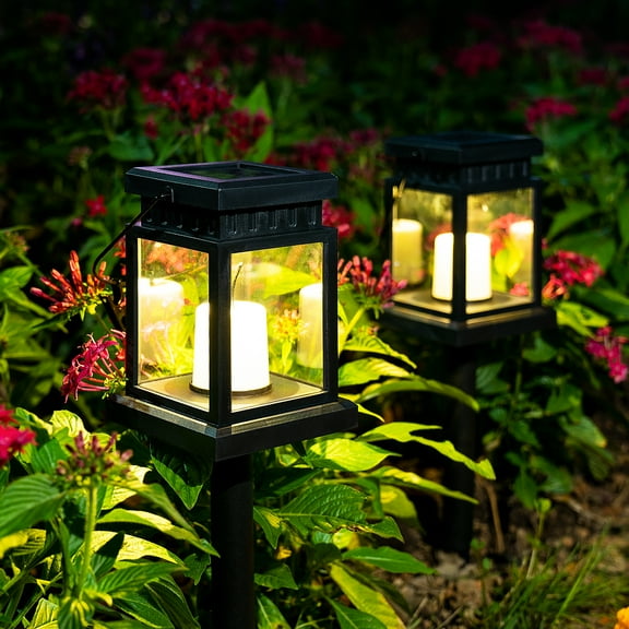 Solpex 8 Pack Solar Hanging Lantern Outdoor, Candle Effect Light with Stake for Garden,Patio , Lawn, Deck , Umbrella, Tent, Tree,Yard,Driveway-Warm White