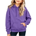 thumbnail image 2 of Gamivast Girls' Pullover Hoodie Soft Long Sleeve Hooded Sweatshirt with Drawstring Hood and Kangaroo Pocket Relaxed Fit Casual School Lounge Streetwear Fall Winter Top Purple 7-8Years, 2 of 6