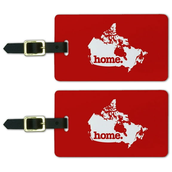 Graphics and More Canada Home Country Luggage Suitcase ID Tags Set of 2 - Solid Red