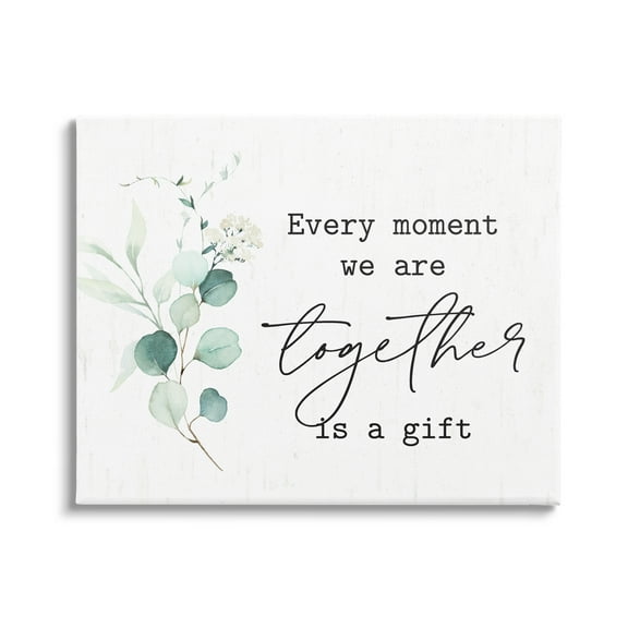 Stupell Industries Romantic Together Typography Phrase Eucalyptus Floral Blossoms Graphic Art Gallery Wrapped Canvas Print Wall Art, Design by Lettered and Lined