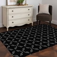 thumbnail image 3 of 3x5Ft Area Rugs Black Morocco Non-Skid Rubber Backing Large Rectangle Rugs - Living Room Bedroom Home Office, Geometric Leaf Diamond Lattice Abstract Indoor Floor Mat Carpets Washable Rug, 3 of 9