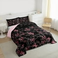 thumbnail image 3 of Manfei Pink Butterfly Print Queen Comforter Set, Romantic Blossoms Flower Bedding Comforter Set, Vintage French Style Reversible Bedding Set, Lightweight Room Decor, 3-Piece, 3 of 8