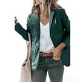 thumbnail image 3 of Lapel Single Breasted Solid Color PU Leather Women's Coat, 3 of 6