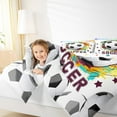 thumbnail image 4 of Feelyou Modern Football Gaming Queen Comforter Set for Boy, Black White Honeycomb Bedding Sets, Cartoon Sport Theme Reversible Bedding Comforter Set, Super Cozy Room Decor, 3 Pieces, 4 of 8