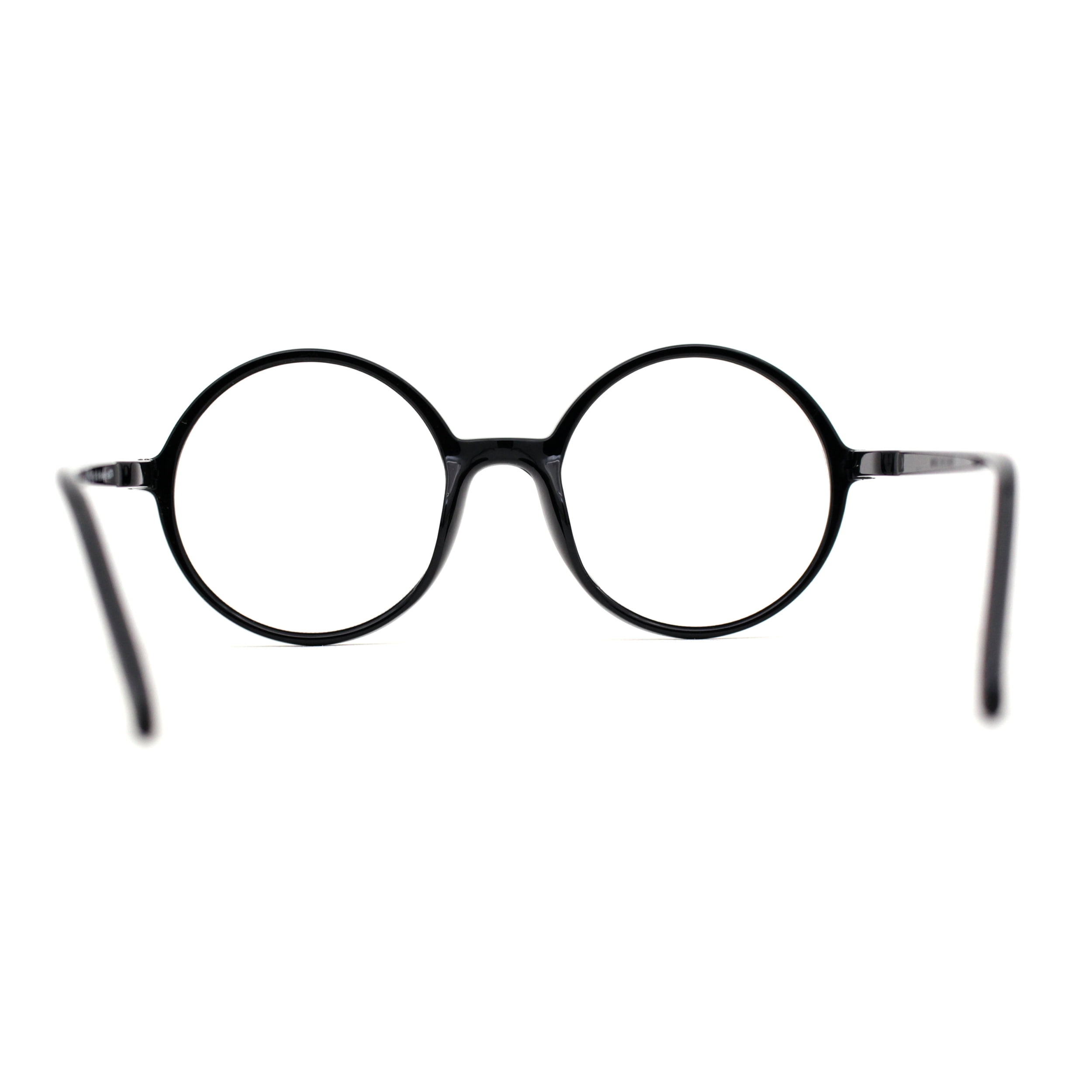 Round Circle Lens Wizard Plastic Mod Fashion Clear Lens Glasses Black Clear