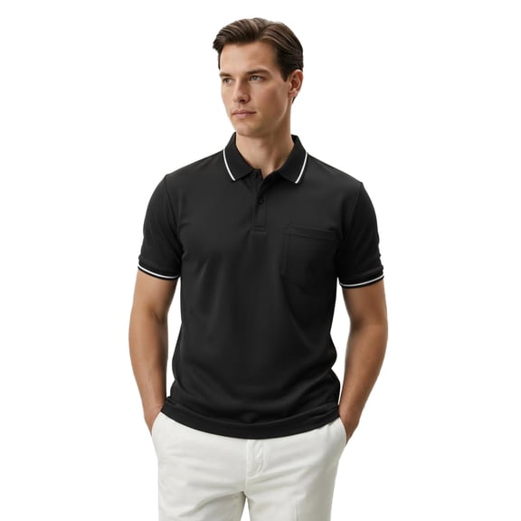 SPEEDRUN Men's & Big Men's Poly Polo with Short Sleeves, Slim-fit Polo Shirt, Sizes M-3XL