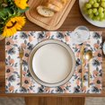 thumbnail image 4 of Orange Floral Placemats Set of 4, Abstract Watercolor Flower Leaf Plant Placemats for Dining Table, Place Mats for Kitchen Tabletop, Waterproof Wipeable Dining Table Mats Set, 4 of 9