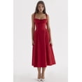 thumbnail image 4 of Vestido Maxi Sin Tirantes con Abertura Alta para Mujer, Fruncido, Sin Mangas, Ajustado, para Fiesta y Cóctel. Rojo M, 4 of 10