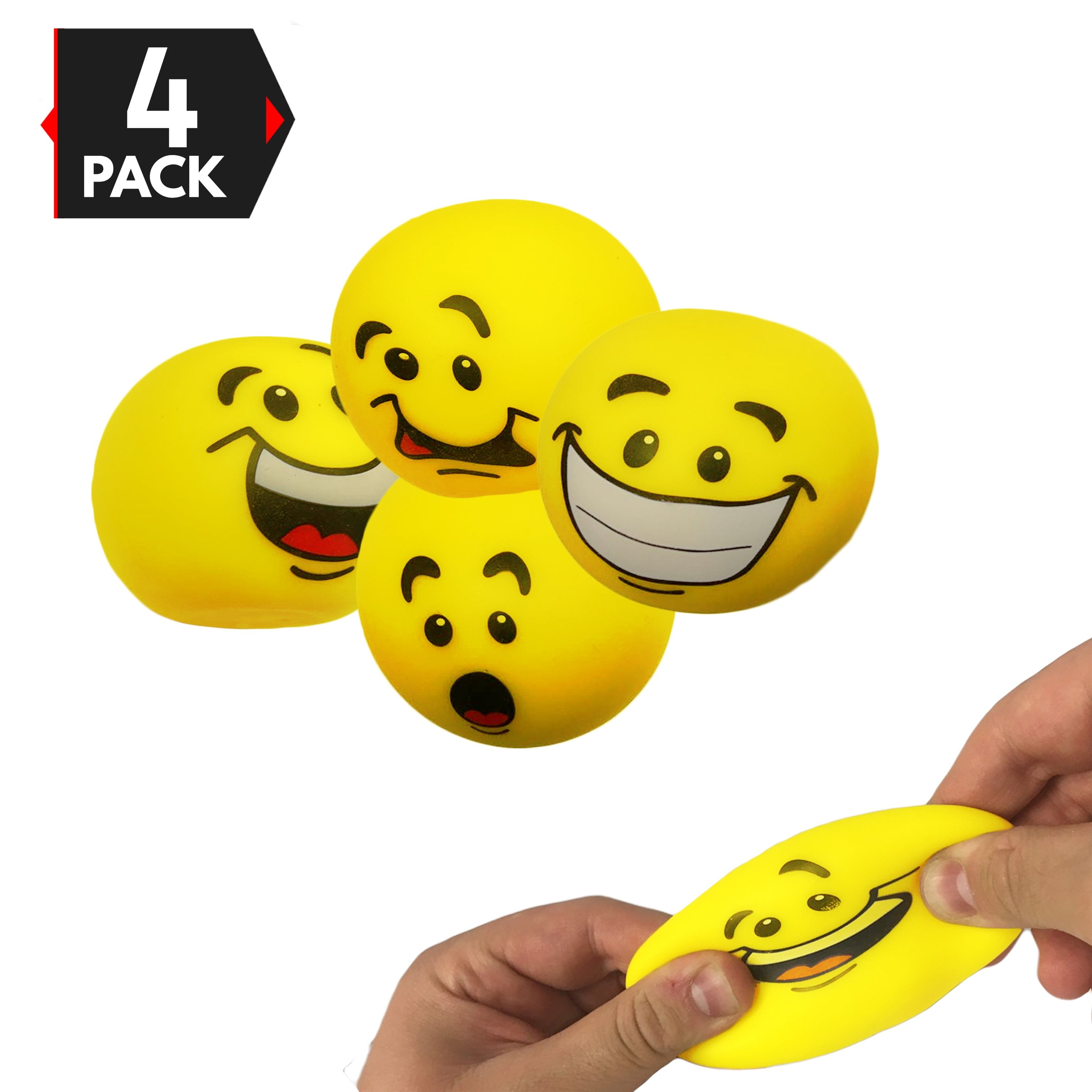 10 Smiley Face Anti Stress Relief Balls Yellow Stressballs ADHD Autism Squeeze 