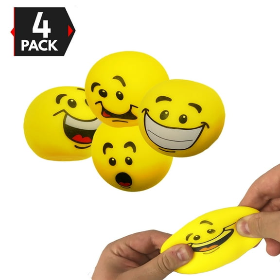 2.2" Emoticon Stress Balls Stress Reliver, Stress Relief Toys (4 Pack)