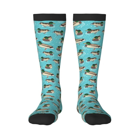 Cauagu Mallard Ducks Swimming In The Lake Pattern Funny 13.8in Socks for Unisex for Men,Women and Teens with Christmas,Holiday or Birthday Gift
