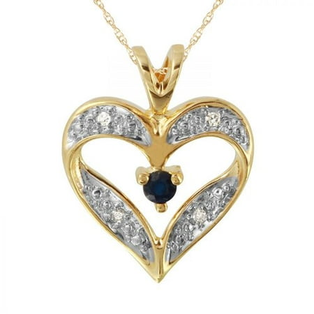 Foreli 0.2CTW Sapphire And Diamond 10k Yellow Gold Necklace