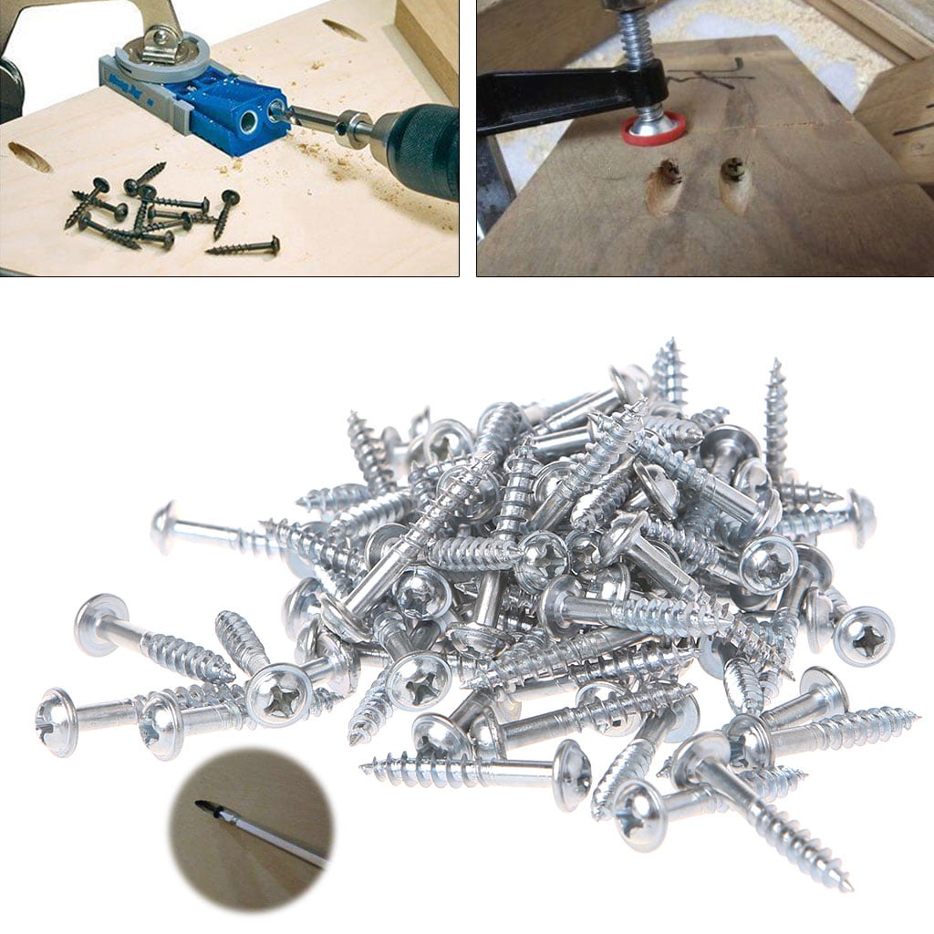 100Pcs M4-25 Oblique Hole Self-tapping Screws For DIY Pocket Hole Jig Tools Kit 