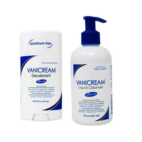 Vanicream Aluminum-Free 2 oz Gel Deodorant & 8 fl oz Liquid Cleanser Sensitive Skin Bundle