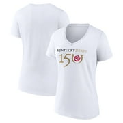 Women's White Kentucky Derby 150 Primary Logo V-Neck T-Shirt