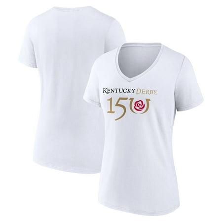 Women's White Kentucky Derby 150 Primary Logo V-Neck T-Shirt