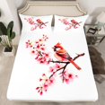 thumbnail image 2 of Manfei Cardinal Bird Twin Sheet Sets,Country Cherry Blossom Twin Fitted Sheet,White Pink Red Flat Sheet For Girl Teens,Breathable Home Decor,3-Piece, 2 of 7