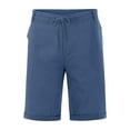 thumbnail image 3 of Bcfgryg Summer Cotton Linen Shorts For Men Solid Color Casual Drawstring Waist Lightweight Breathable Knee Length Cargo Shorts Men Blue L, 3 of 4
