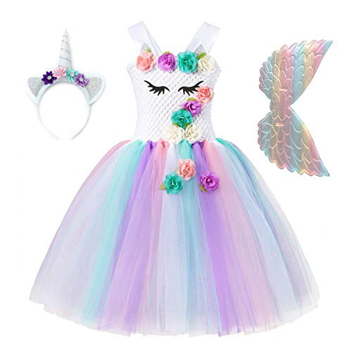 Details about   Rainbow Unicorn Girl Fantasy Animal Cute Fancy Dress Up Halloween Child Costume 