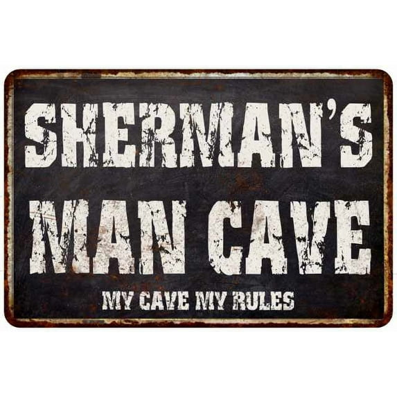 SHERMAN'S Man Cave Black Grunge Sign Home Décor Gift Cave Funny 112180004439