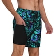 thumbnail image 2 of Kdxio Blue Floral With Butterflies Print Men'S Swim Trunks With Compression Liner 7 Inch Inseam Quick Dry Swim Shorts, 2 of 7