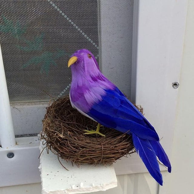 Estatuilla de Pájaros Artificiales con Plumas Soledad Decoración de Vacaciones Multicolor