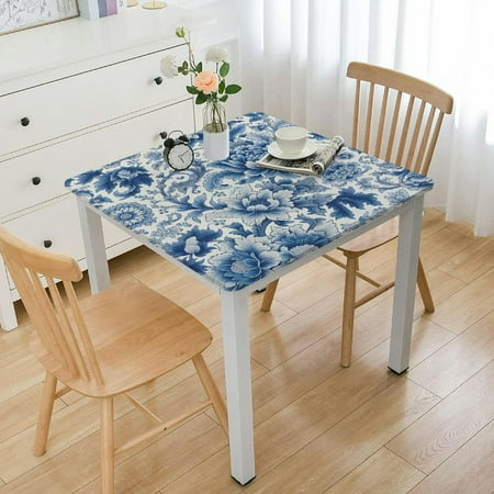 

Jiayy Blue and White Porcelain Floral Elegant Square Tablecloth - Great for Home Kitchen/Parties/Holiday Dinner - 100% Polyester Fiber 36*36