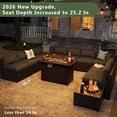thumbnail image 2 of Aoxun 12 Piece Patio Furniture Set with 44” Fire Pit Table Wicker Rattan Patio Sectional Sofa Set Outdoor Seating Furniture with Thickened Cushion, Black, 2 of 7
