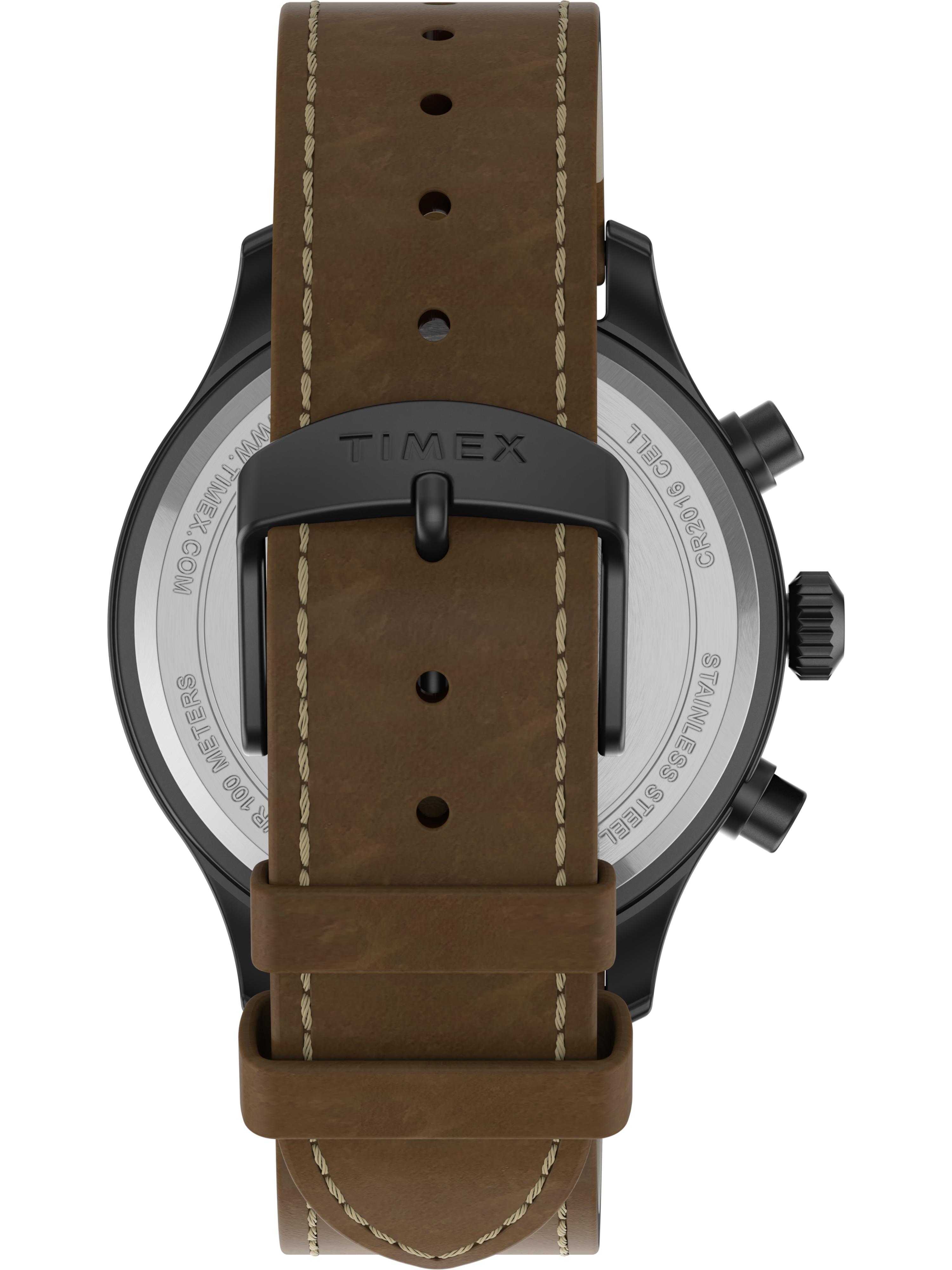 Timex Men’s Expedition Field Chronograph Brown/Cream Watch, Leather Strap