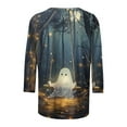 thumbnail image 4 of Patlollav Pntutb Womens Fashion Tees Casual Round Neck 3/4 Sleeve Loose T Shirt,Ladies Halloween Tops Blouses, 4 of 5