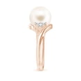 thumbnail image 3 of ANGARA Freshwater Cultured Pearl Bypass Ring with Diamond Trio in 14K Rose Gold for Women | June Birthstone, Birthday, Anniversary, Jewelry Gift for Women | Pearl Ring, 3 of 9
