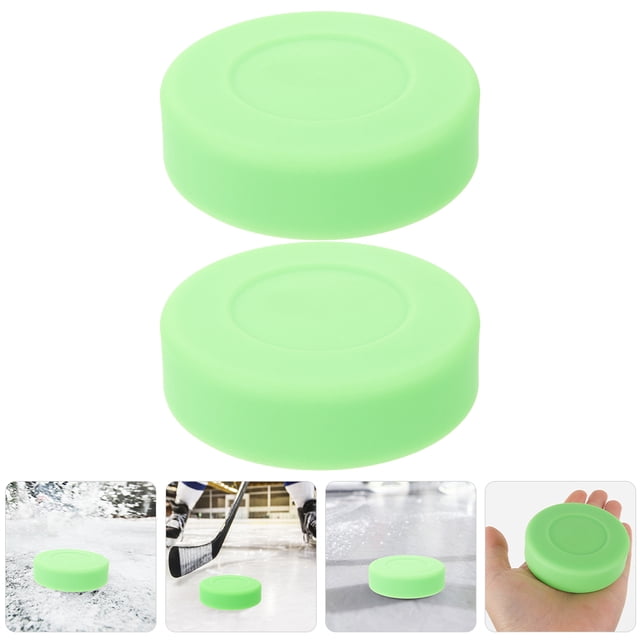 UPOUART 2 Pcs Rondelle d'Entraînement de Hockey sur Glace Verte PVC Surface Lisse Plate Accessoire d'Entraînement