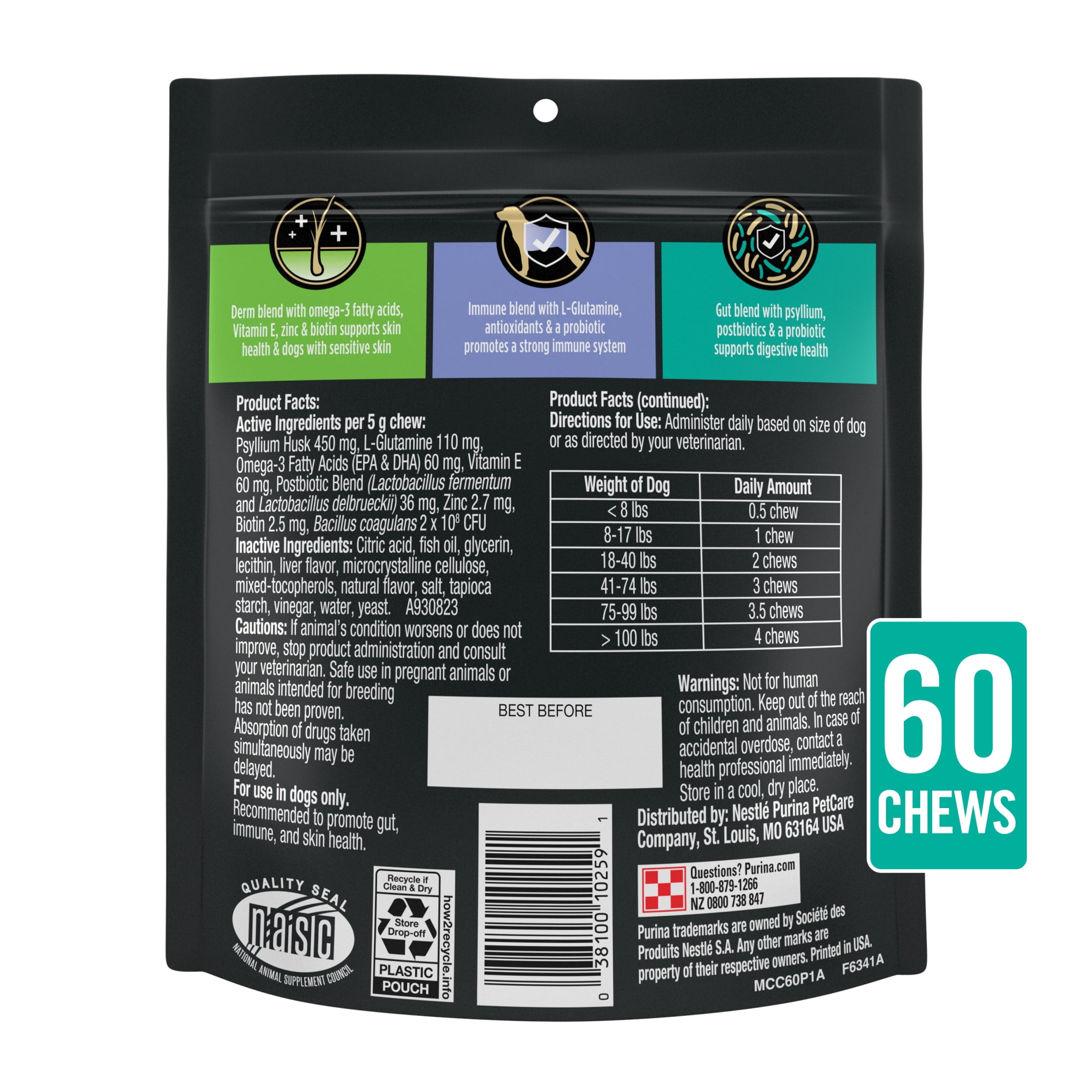 Purina Pro Plan Veterinary Supplements Multi Care Canine Supplement, 60 ct Pouch