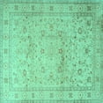 thumbnail image 1 of Ahgly Company Machine Washable Indoor Square Persian Turquoise Blue Traditional Area Rugs, 6' Square, 1 of 4