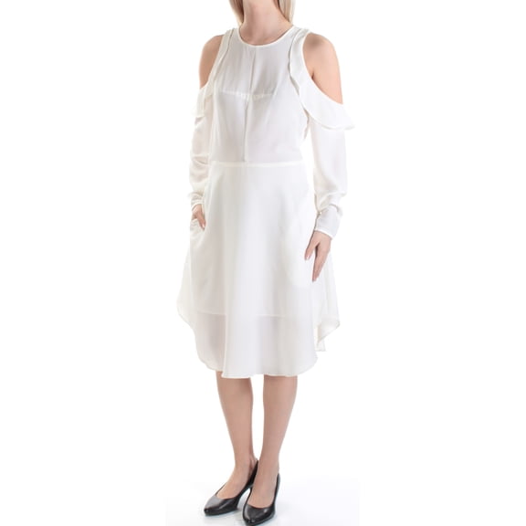 RACHEL ROY Womens Ivory Long Sleeve Jewel Neck Knee Length Dress Size: 4