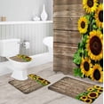 thumbnail image 3 of FMSHPON Sunflower 4 Piece Bathroom Set Shower Curtain Bath Rug Contour Mat and Toilet Lid Cover, 3 of 8