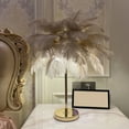 thumbnail image 4 of Ostrich Feather Night Light, Rechargeable Modern LED Decorative  Light with Feathers Dimmable Bedside Table Lamp Touch Switch Ostrich Feather Lamp for Bedroom Nightstand, 4 of 8