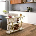 3 Tiers Bar Cart with Rolling Wheels, Gold Bar Serving Cart with Wine