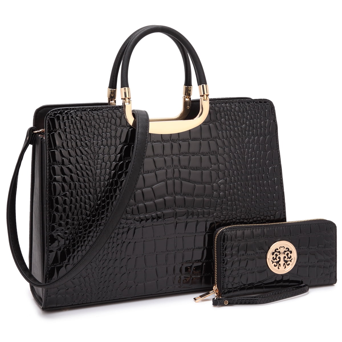 Dasein Women Handbag Top Handle Shoulder Bag Tote Satchel Purse Work Bag with Matching Wallet