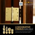 thumbnail image 4 of EMBASSY Door Hinge 3 x 3 Solid Brass Polished Brass with Urn Tips, 4 of 6