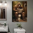 thumbnail image 3 of AVOI Vintage Gorilla Bathroom Sitting On The Toilet Reading Newspaper Animal Decor Picture Farmhouse Humor Style Painting of Poster Print for Bathroom Toilet Home Decoration Unframe: 16x16in, 3 of 5