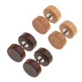 thumbnail image 4 of 2 Pairs Wood Barbell Stud Earring Illusion 16g Stainless Steel Pin Stud - (1.2x6x6mm), 16g, 4 of 5