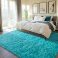 thumbnail image 3 of ZENELESS Large Fluffy Area Rugs for Living Room,8x10 Shag Rectangular Carpets for Bedroom, Teal Blue, 3 of 6