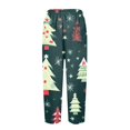 thumbnail image 4 of Women's Fashion Christmas Snowflakes Print Casual Pants with Drawstring Elastic Waist and Pockets, Comfortable Full Length Trousers for Winter Casual Wear,Dark Green,5XL, 4 of 6