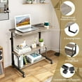 thumbnail image 5 of FCH 31.5" Mobile Small Standing Desk, Adjustable Height Mobile Computer Desk, w/2 AC Outlets + 3 USB Ports & Hooks, Storage Shelves, Suitable for Gaming, Studying, Home Office, Gray, 5 of 18