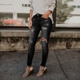 thumbnail image 3 of Fjofpr Clearance Sale Deal Ripped Jeans for Women Plus Size Clearance Women Hight Waisted Skinny Hole Stretch Slim Pants Calf Length, 3 of 9